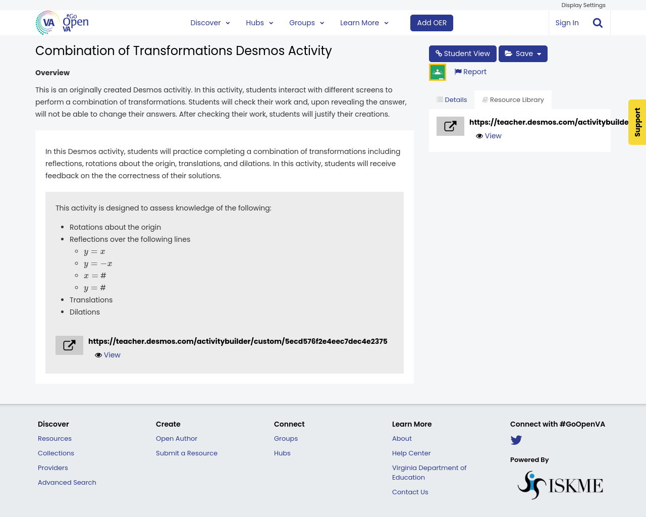 Combination of Transformations Desmos Activity GoOpenVA
