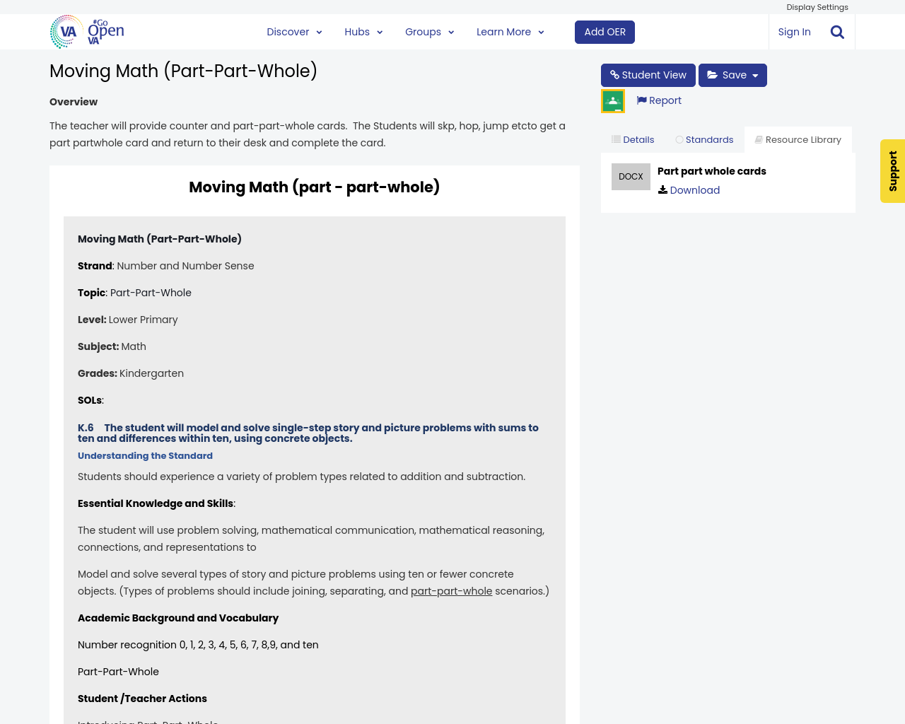 Moving Math (Part-Part-Whole) | #GoOpenVA