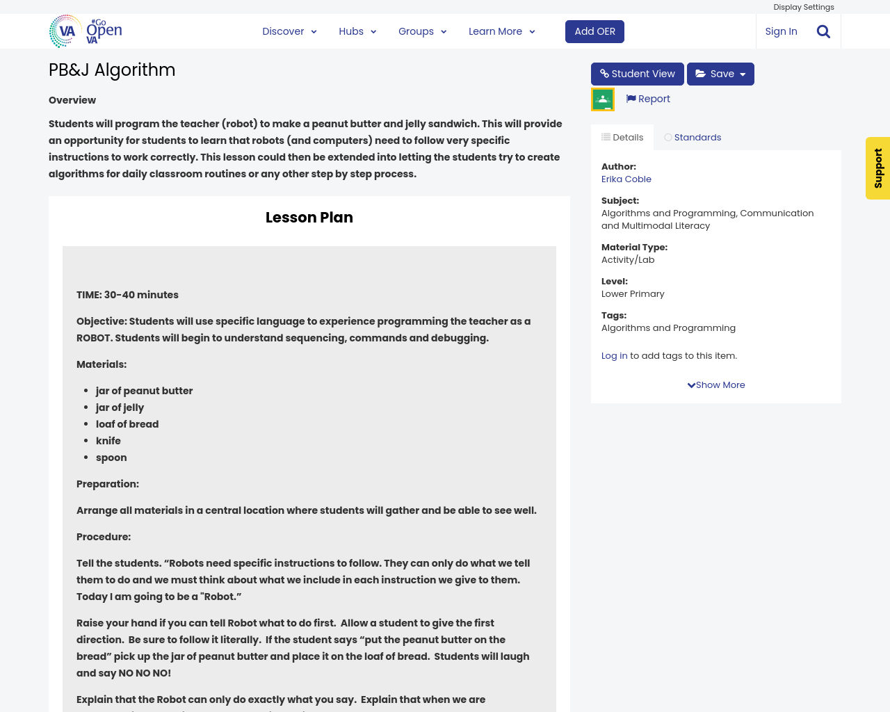 PB&J Algorithm | #GoOpenVA