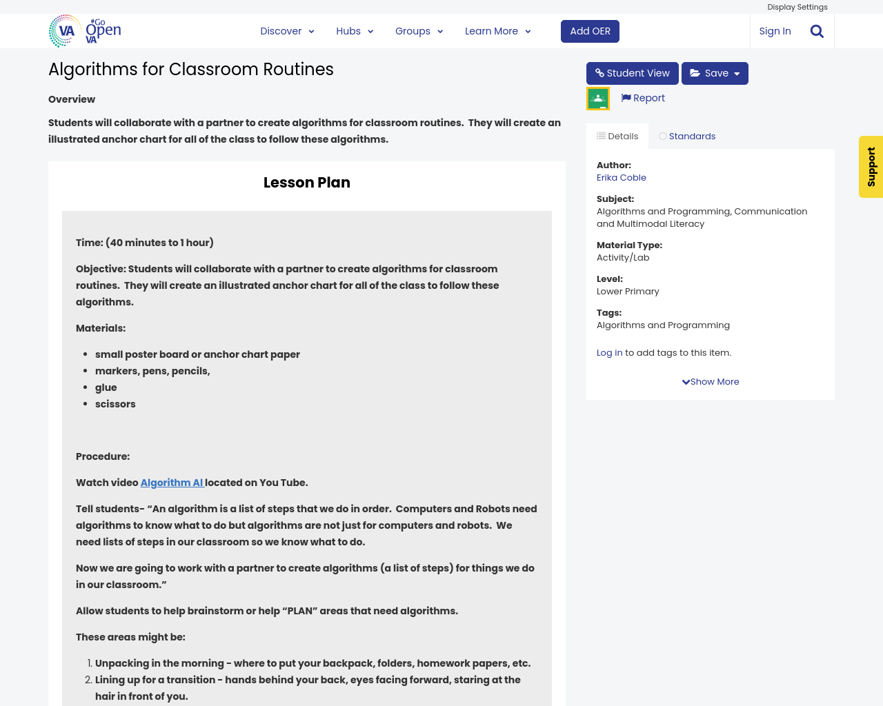 Algorithms for Classroom Routines | #GoOpenVA