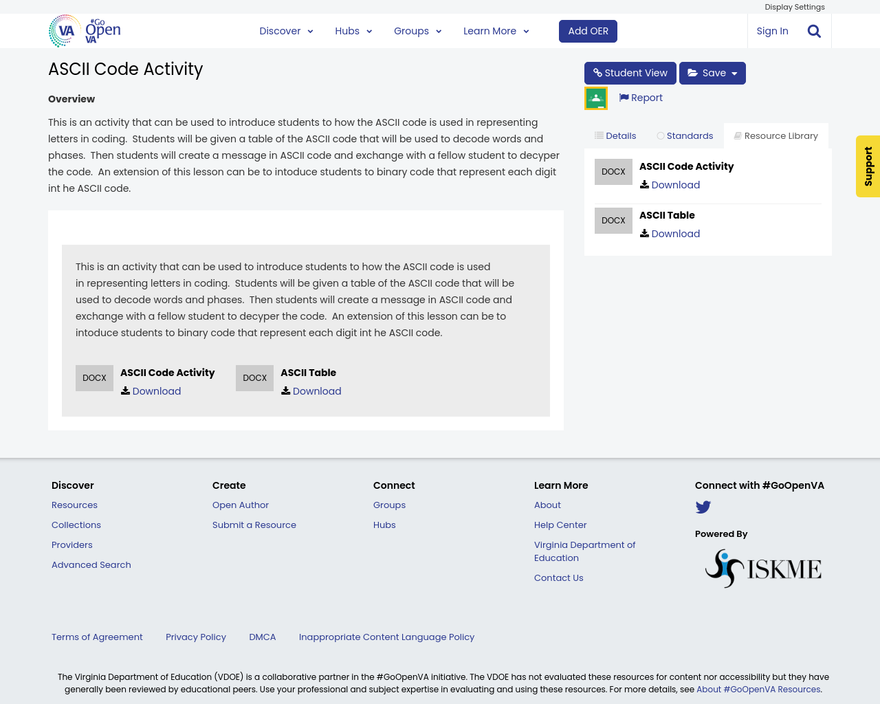 ASCII Code Activity | #GoOpenVA