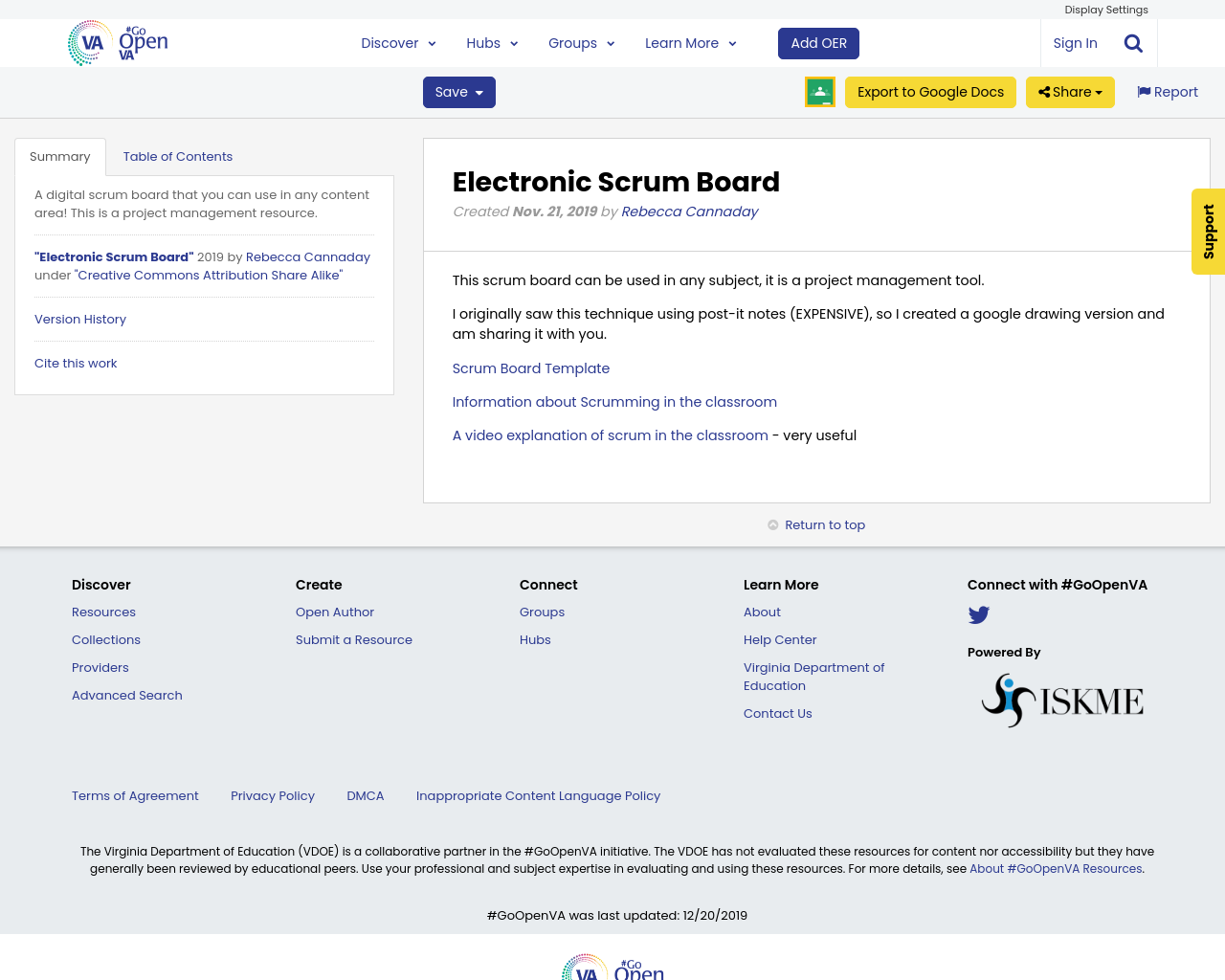 Electronic Scrum Board | #GoOpenVA