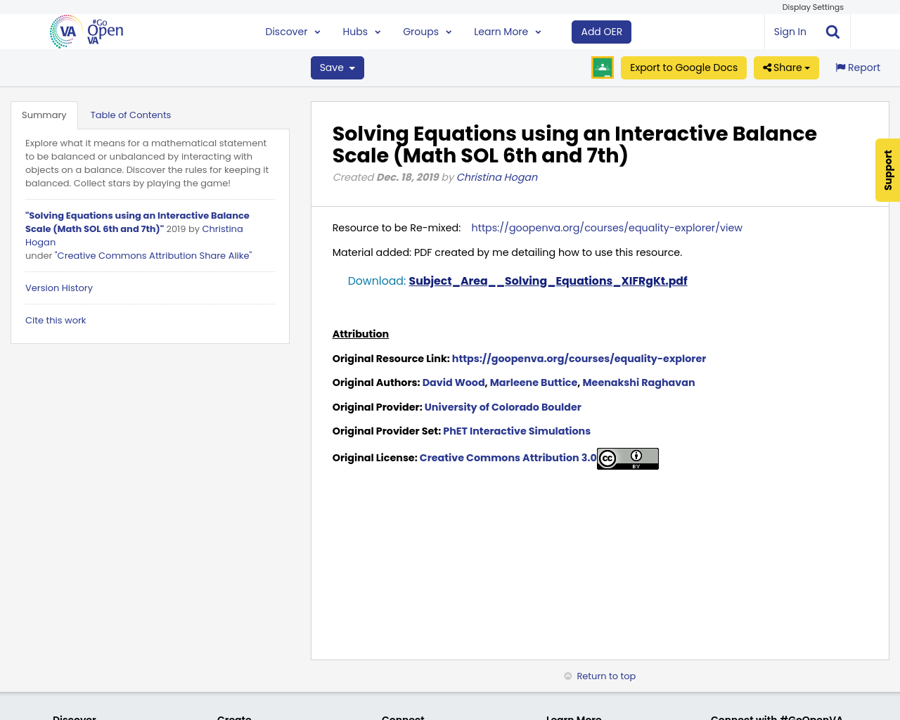 Solving Equations using an Interactive Balance Scale (Math SOL 6th and
