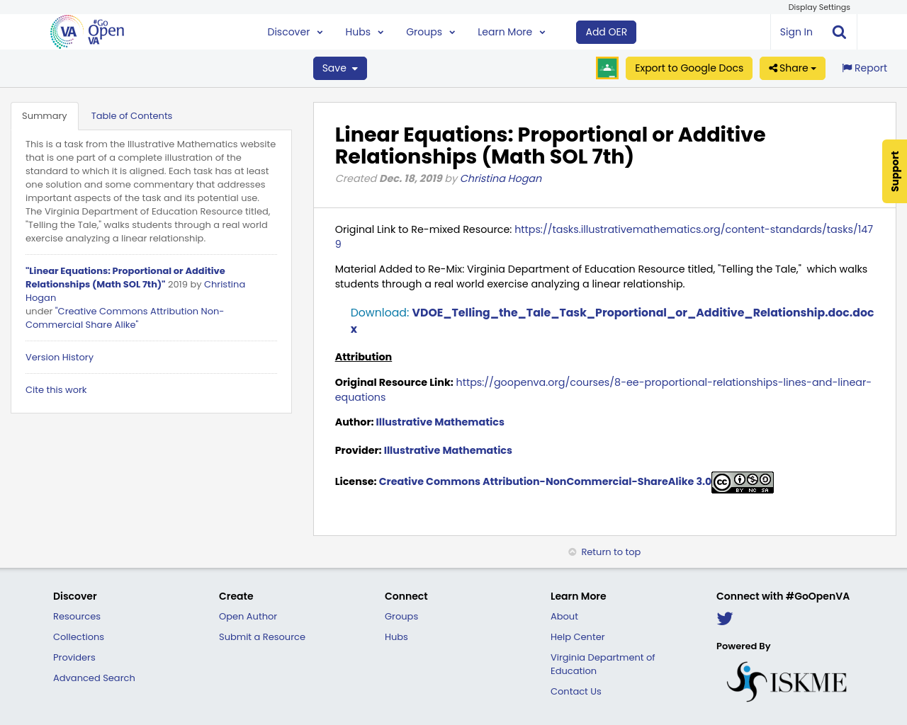 Linear Equations: Proportional or Additive Relationships (Math SOL 7th ...