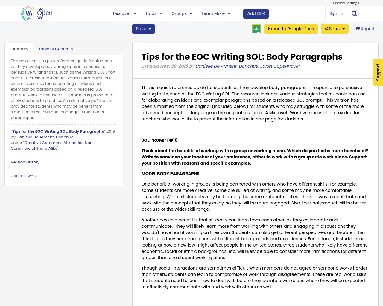 What is the purpose of a body paragraph picture