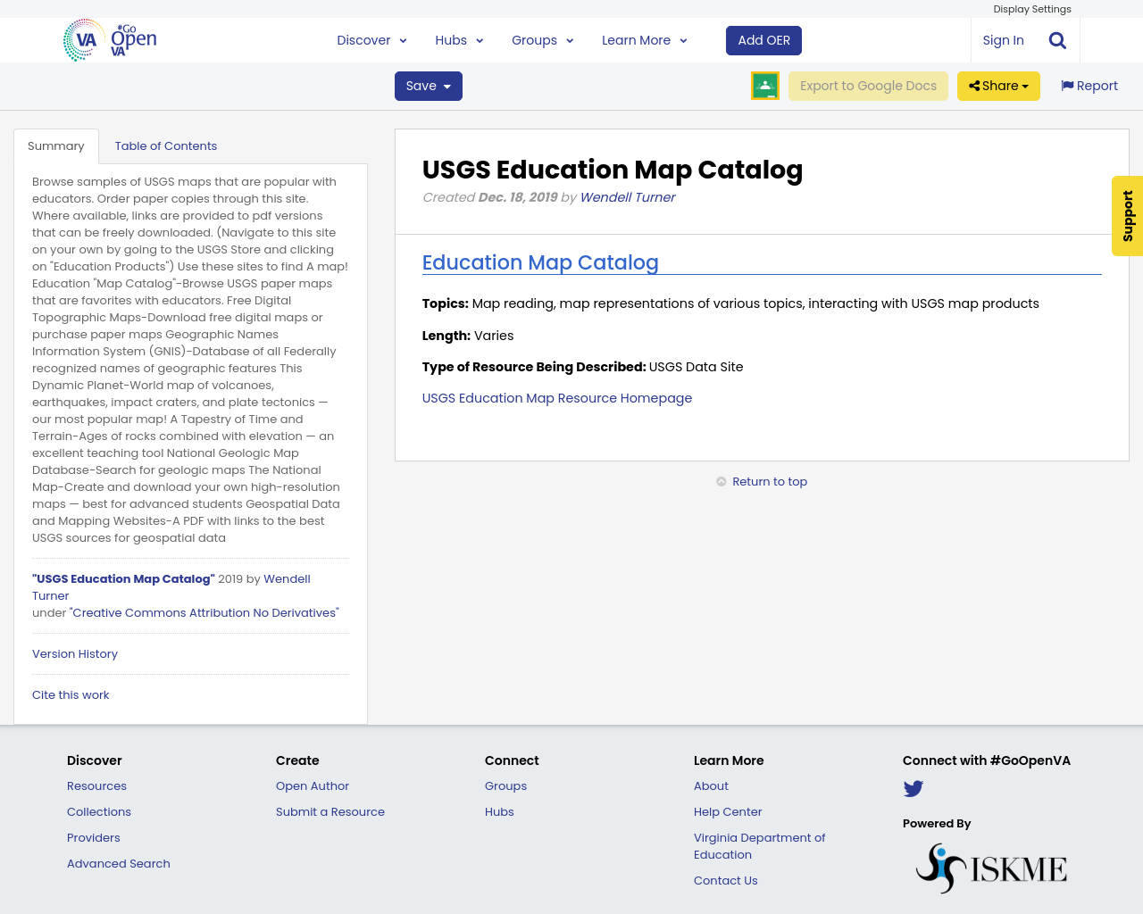 USGS Education Map Catalog GoOpenVA