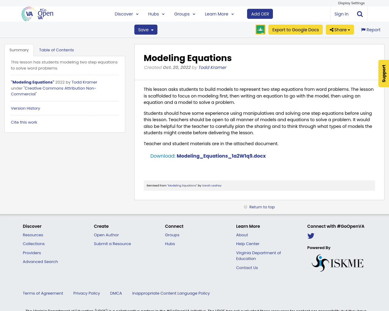 Modeling Equations | #GoOpenVA
